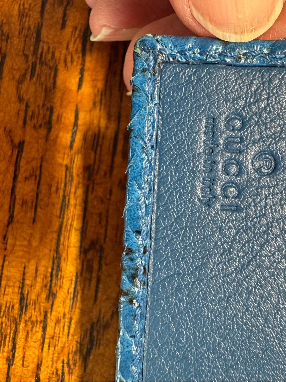 Gucci Blue Python Snakeskin Bi-Fold Card Wallet w/COA and box